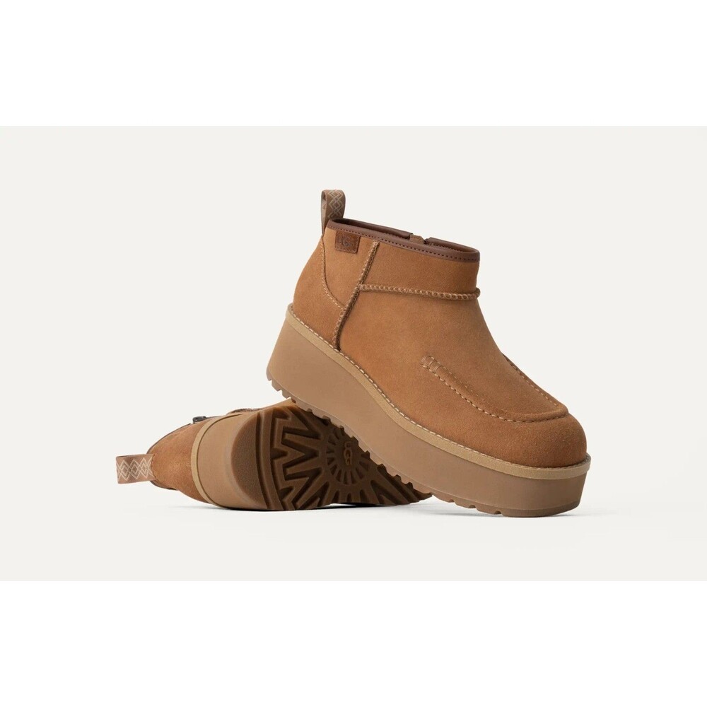 Women's Tan Suede Platform Ankle Boot